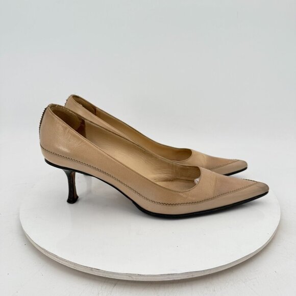 Jimmy Choo Women Size Eu 38 US 8 Creme brown Leather Pointed Toe Heel Shoes - Picture 4 of 12